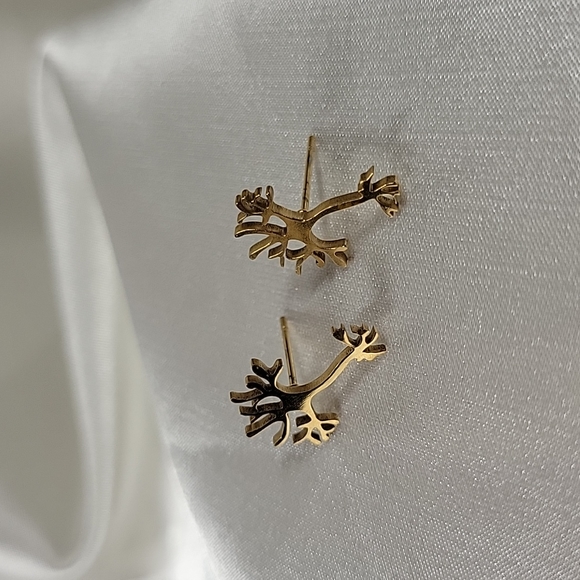 Neuron Stud Earrings, choice of silver or gold, brain, neurology - Picture 3 of 4